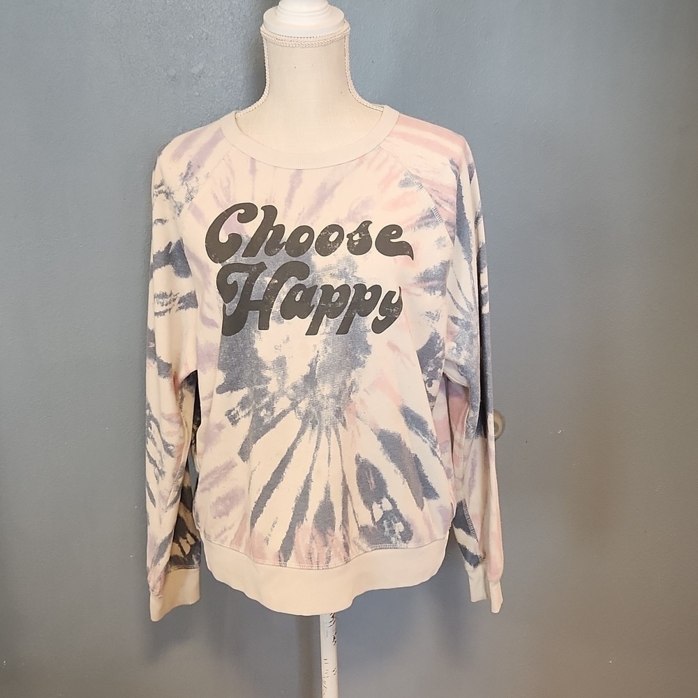 Grayson Threds Choose Happy tiedye grunge loungewear oversized sweatshirt